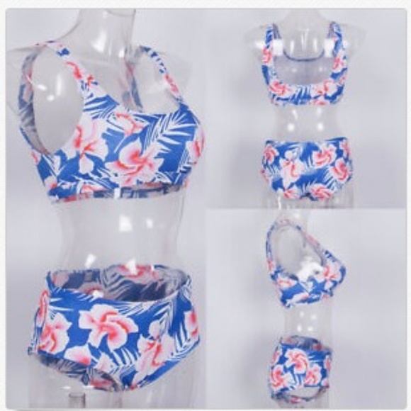 Sexy and Chic Blue/Pink Floral Bikini - Picture 4 of 8